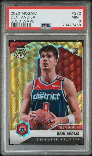 2020-21 Panini Mosaic Deni Avdija Gold Wave #272 card image