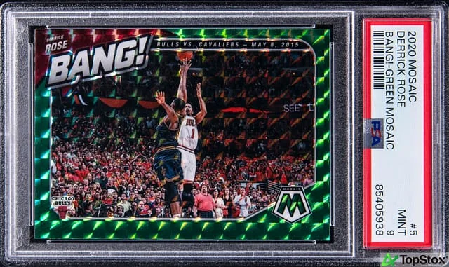 2020-21 Panini Mosaic Derrick Rose Bang! Green Mosaic #5 card image