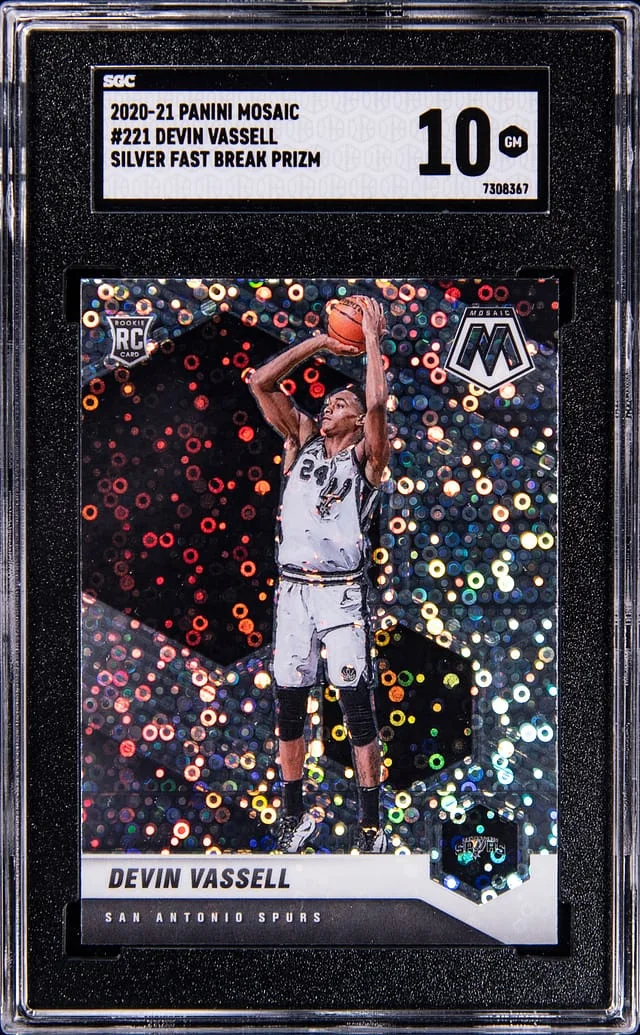 2020-21 Panini Mosaic Devin Vassell Silver Fast Break Prizm #221 card image