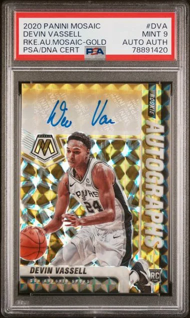 2020-21 Panini Mosaic Devin Vassell Autographs Mosaic Gold #DVA card image