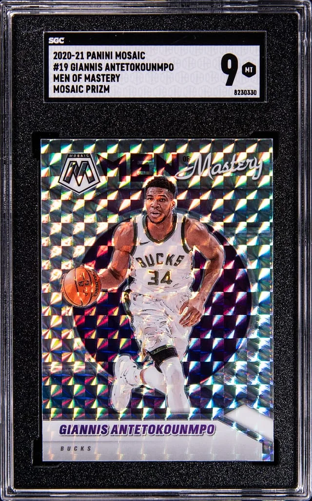 2020-21 Panini Mosaic Giannis Antetokounmpo Men Of Mastery Mosaic Prizm #19 card image