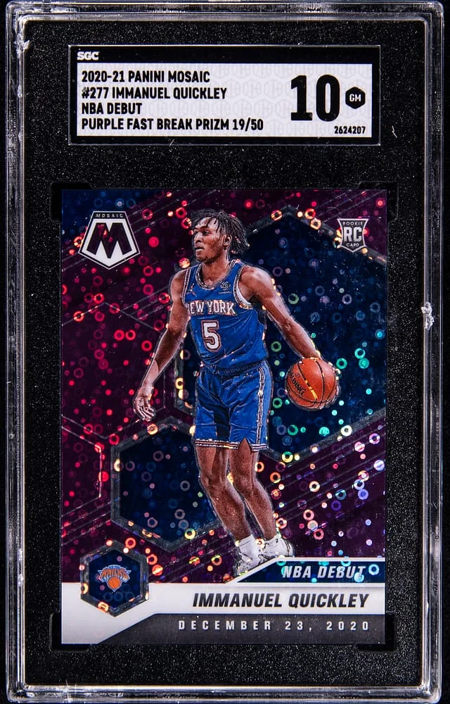 2020-21 Panini Mosaic Immanuel Quickley NBA Debut Purple Fast Break Prizm #277 card image