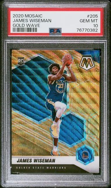 2020-21 Panini Mosaic James Wiseman Gold Wave #205 card image