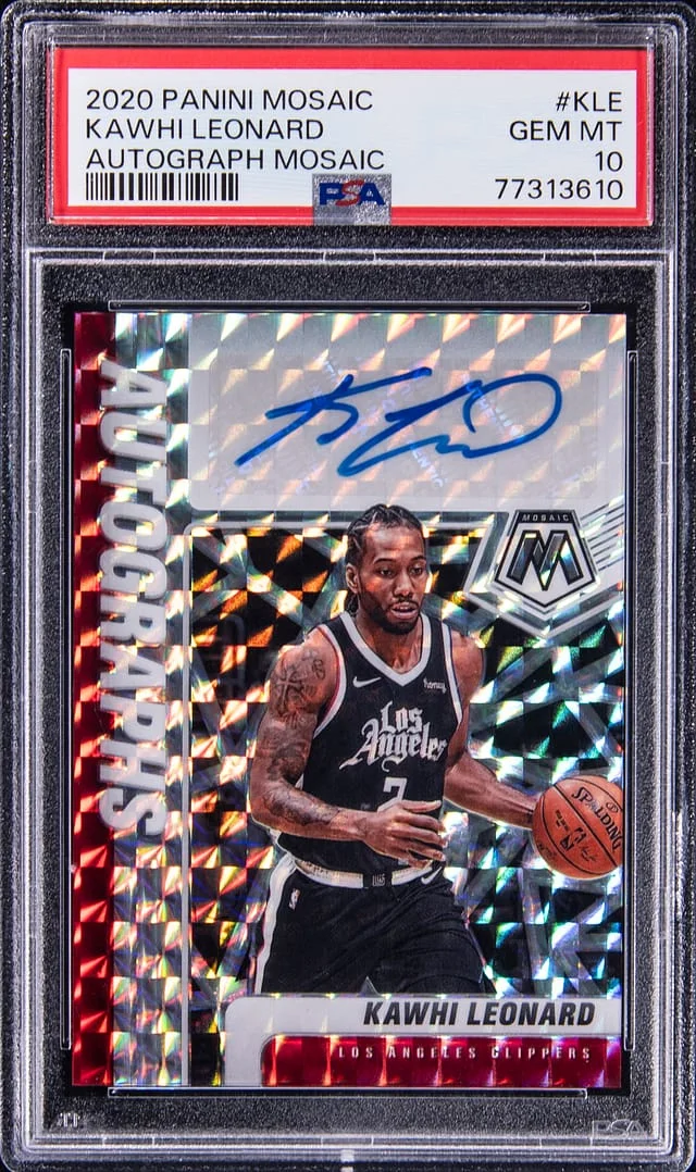 2020-21 Panini Mosaic Kawhi Leonard Autograph Mosaic #AM-KLE card image