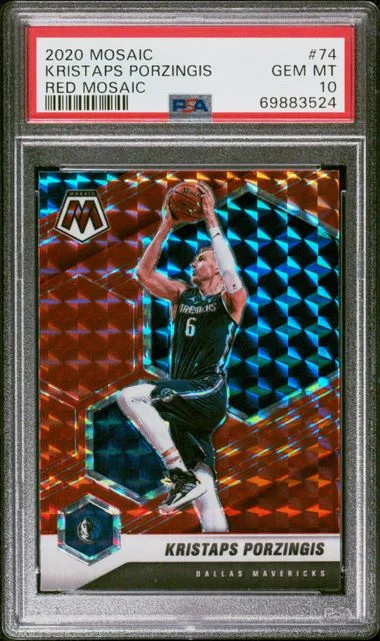 2020-21 Panini Mosaic Kristaps Porzingis Red #74 card image