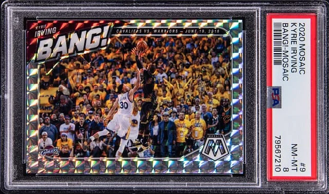 2020-21 Panini Mosaic Kyrie Irving Bang! #9 card image