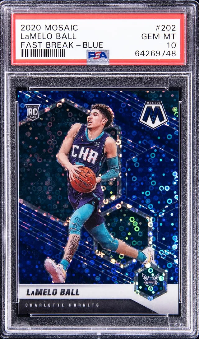 2020-21 Panini Mosaic LaMelo Ball Reactive Blue #202 card image