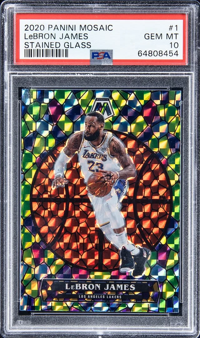 2020-21 Panini Mosaic LeBron James Stained Glass #1 card image