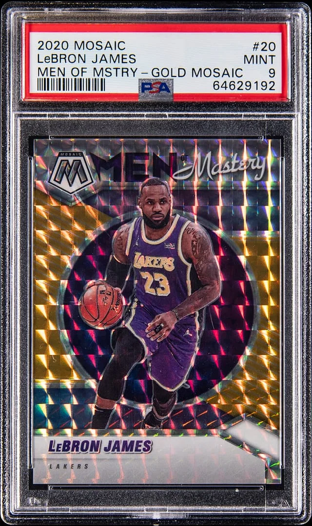 2020-21 Panini Mosaic LeBron James Men of Mystery Gold Mosaic #20 card image