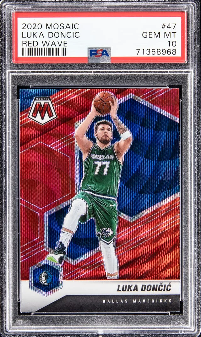 2020-21 Panini Mosaic Luka Doncic Red Wave #47 card image
