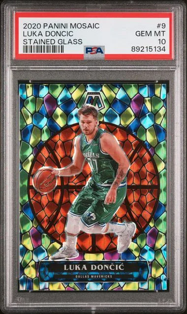 2020-21 Panini Mosaic Luka Doncic Stained Glass #9 card image