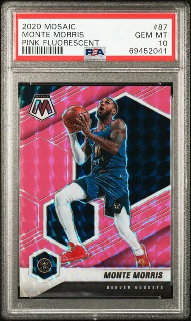 2020-21 Panini Mosaic Monte Morris Pink Fluorescent #87 card image