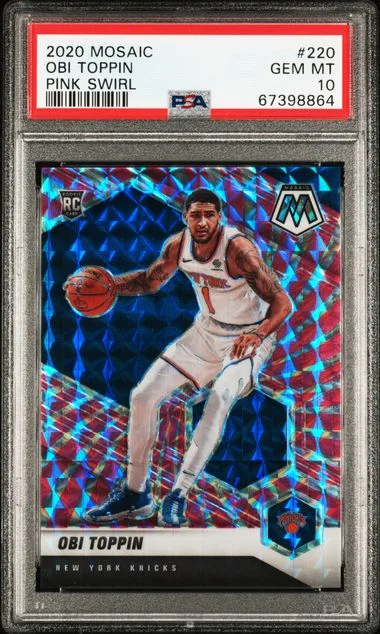 2020-21 Panini Mosaic Obi Toppin Pink Swirl #220 card image