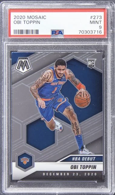 2020-21 Panini Mosaic Obi Toppin Fusion Red/Yellow Choice #273 card image