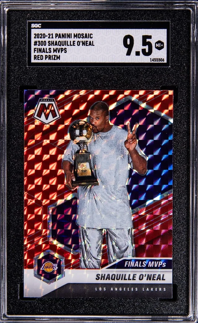 2020-21 Panini Mosaic Shaquille O'Neal Finals MVPs Red Prizm #300 card image