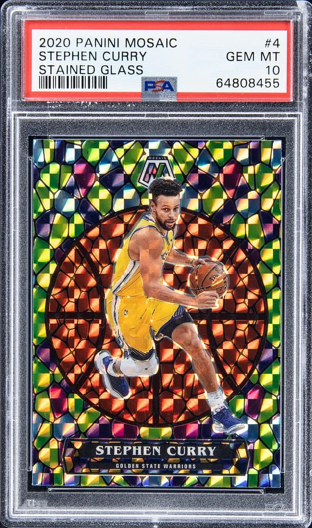 2020-21 Panini Mosaic Stephen Curry Stained Glass #4 card image
