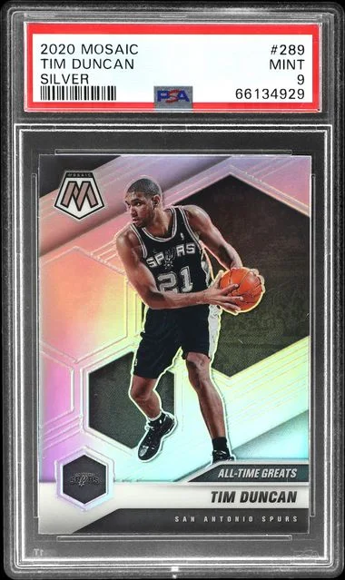 2020-21 Panini Mosaic Tim Duncan Silver #289 card image