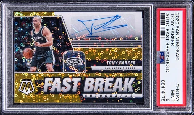 2020-21 Panini Mosaic Tony Parker Autograph Fast Break Gold #FB-TPA card image