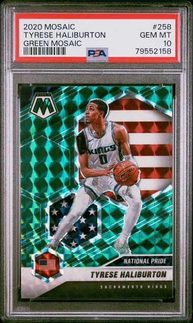 2020-21 Panini Mosaic Tyrese Haliburton Camo Pink #258 card image
