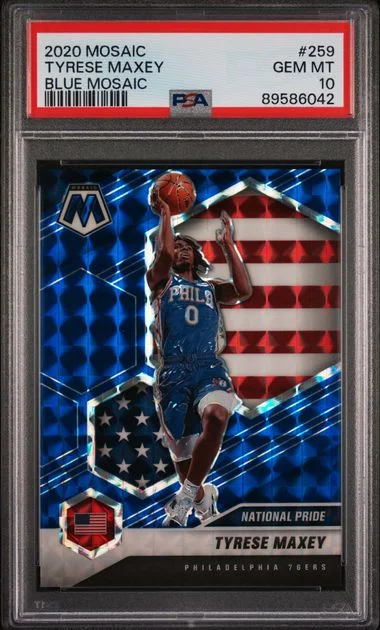 2020-21 Panini Mosaic Tyrese Maxey Blue Mosaic #259 card image