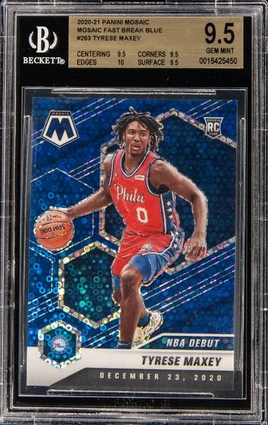 2020-21 Panini Mosaic Tyrese Maxey Fast Break Blue Mosaic #263 card image