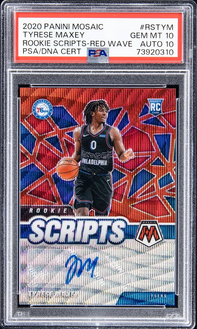 2020-21 Panini Mosaic Tyrese Maxey Scripts Orange #RS-TYM card image