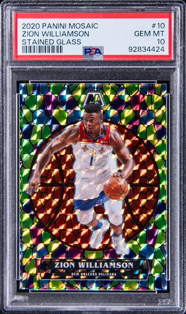 2020-21 Panini Mosaic Zion Williamson Stained Glass #10 card image