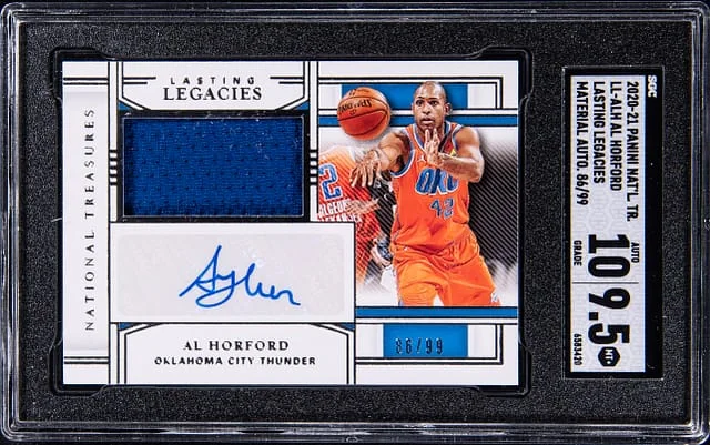 2020-21 Panini National Treasures Al Horford Lasting Legacies Material Autograph #LL-ALH card image