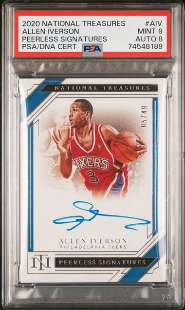 2020-21 Panini National Treasures Allen Iverson Peerless Signatures #PE-AIV card image