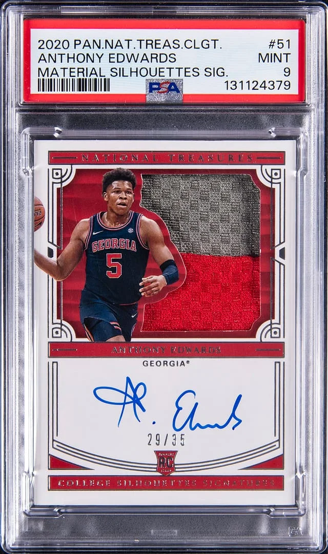2020-21 Panini National Treasures Anthony Edwards Patch Autograph (RPA) #51 card image