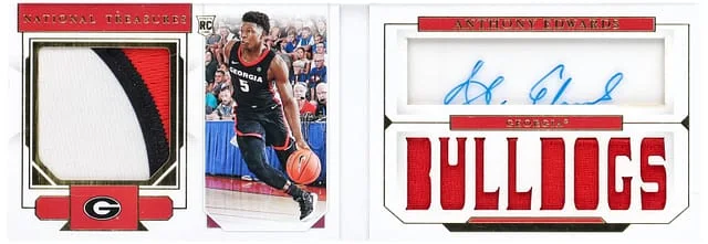 2020-21 Panini National Treasures Anthony Edwards Collegiate Relic Booklet #88 card image