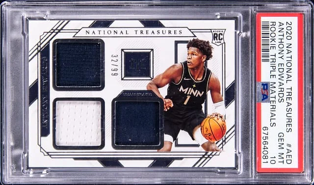 2020-21 Panini National Treasures Anthony Edwards Triple Materials #AED card image