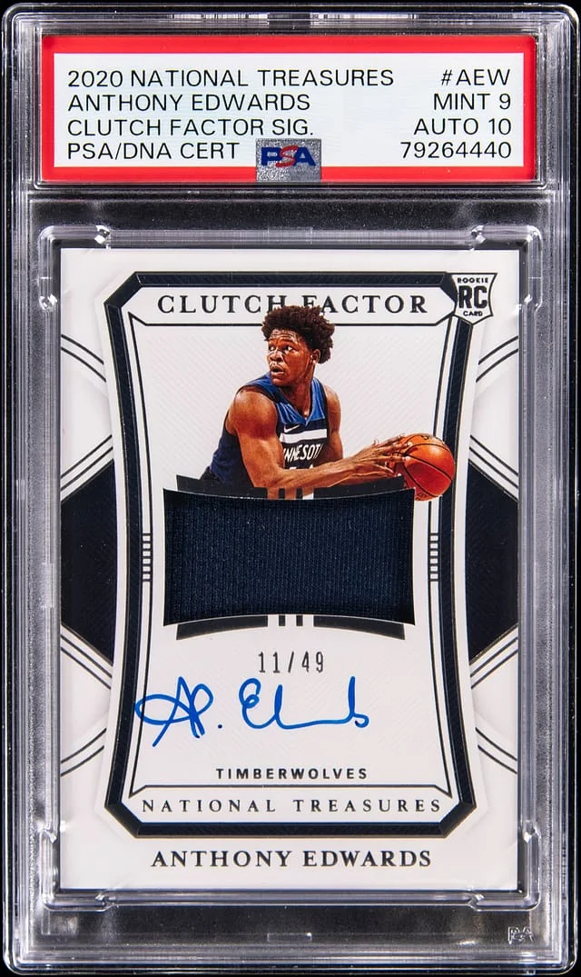 2020-21 Panini National Treasures Anthony Edwards Clutch Factor Signatures #CF-AEW card image