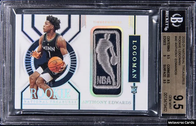 2020-21 Panini National Treasures Anthony Edwards Logoman #RLO-AED card image