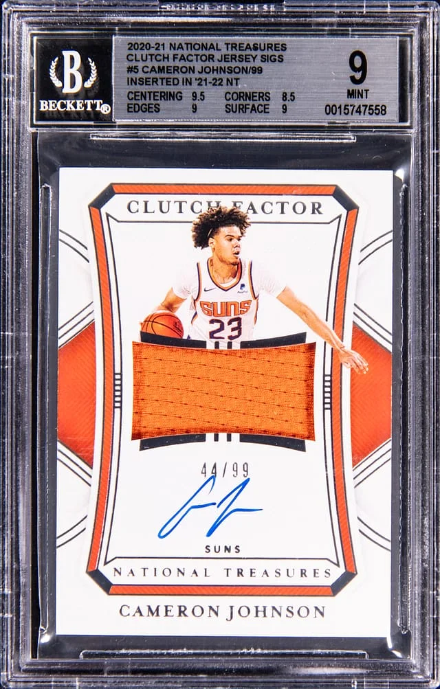 2020-21 Panini National Treasures Cameron Johnson Clutch Factor Jersey Signatures #CF-CMJ card image