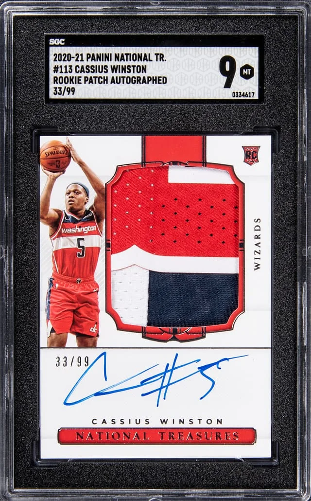 2020-21 Panini National Treasures Cassius Winston Patch Autograph (RPA) #113 card image