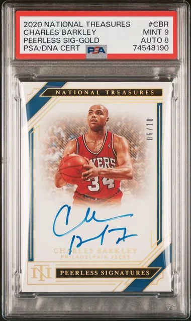 2020-21 Panini National Treasures Charles Barkley Peerless Signatures Gold #PE-CBR card image