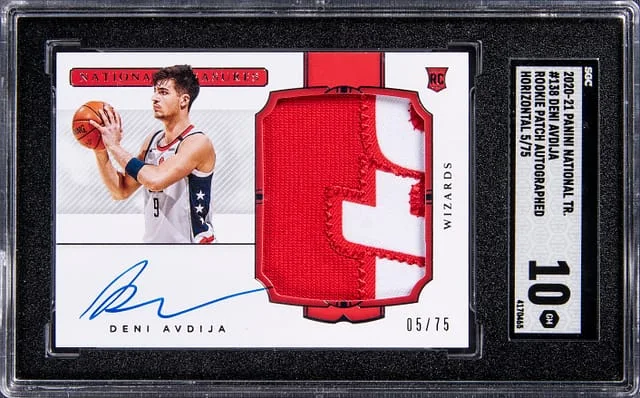 2020-21 Panini National Treasures Deni Avdija Patch Autograph Horizontal (RPA) #138 card image