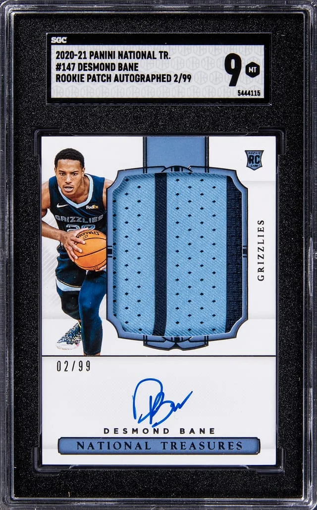 2020-21 Panini National Treasures Desmond Bane Patch Autograph (RPA) #143 card image