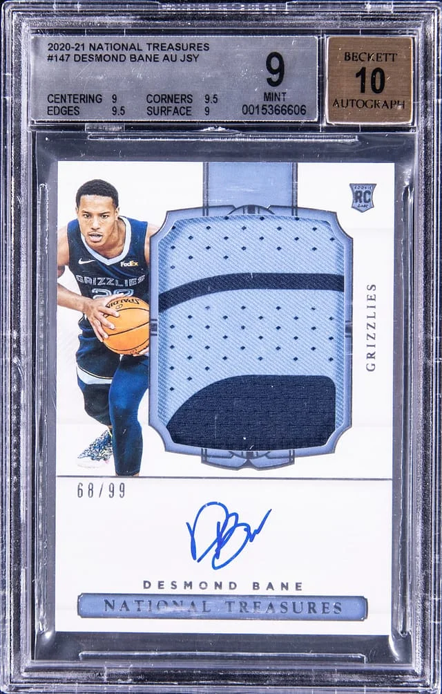 2020-21 Panini National Treasures Desmond Bane Patch Autograph (RPA) Horizontal #147 card image