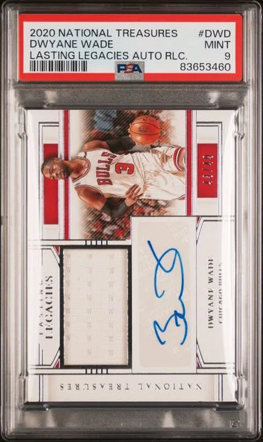 2020-21 Panini National Treasures Dwyane Wade Lasting Legacies Autograph Relics #DWD card image
