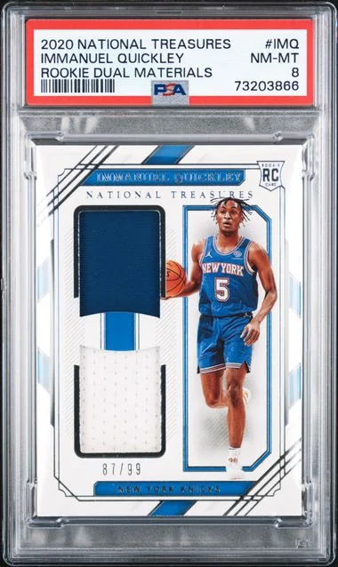 2020-21 Panini National Treasures Immanuel Quickley Dual Materials #IMQ card image