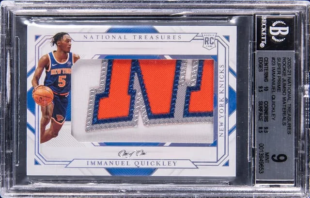 2020-21 Panini National Treasures Immanuel Quickley Jumbo Materials Super Prime #RMJ-IMQ card image