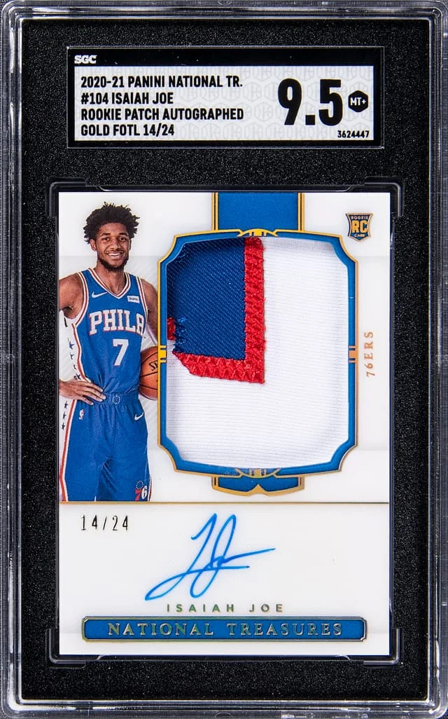 2020-21 Panini National Treasures Isaiah Joe Patch Autographed Gold FOTL #104 card image