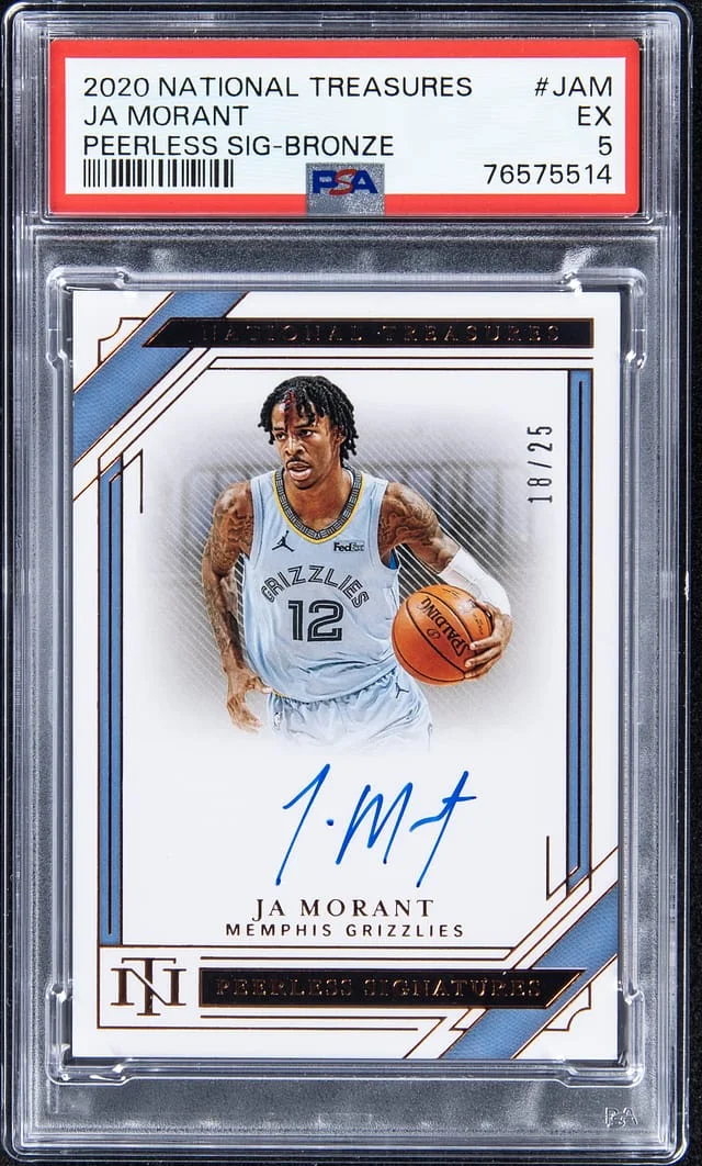 2020-21 Panini National Treasures Ja Morant Peerless Signature Bronze #PE-JAM card image