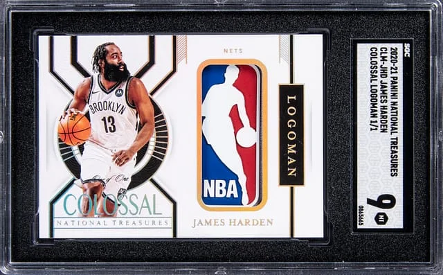 2020-21 Panini National Treasures James Harden Colossal Logoman #CLM-JHD card image