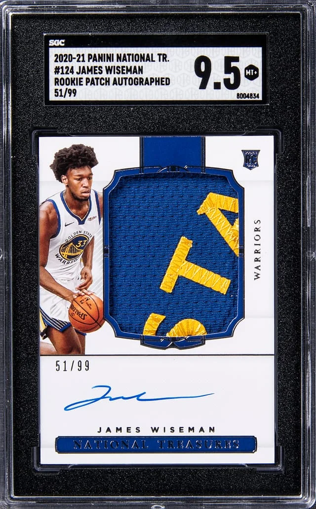 2020-21 Panini National Treasures James Wiseman Patch Autograph (RPA) #124 card image