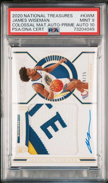 2020-21 Panini National Treasures James Wiseman Colossal Material Autographs Prime #CM-KWM card image