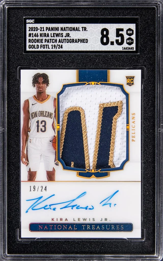 2020-21 Panini National Treasures Kira Lewis Jr. Patch Autograph (RPA) Gold FOTL #146 card image