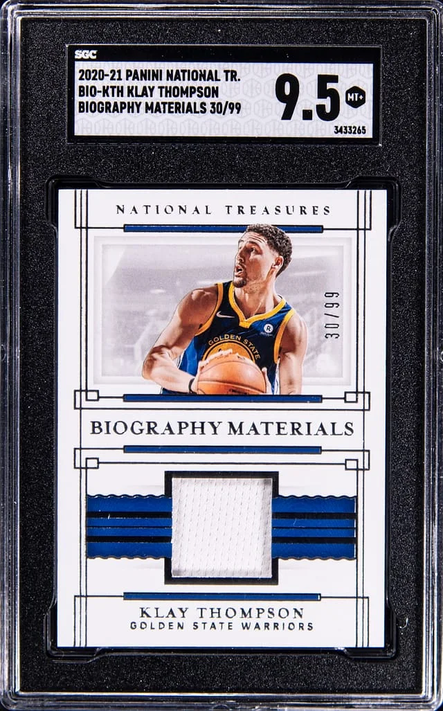 2020-21 Panini National Treasures Klay Thompson Biography Materials #BIO-KTH card image